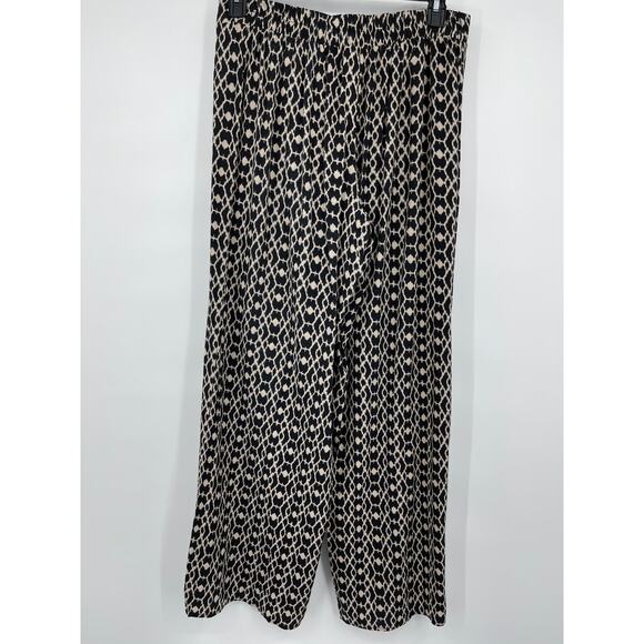 Metaphor Womens Black & Tan Geometric Pattern Wide Leg Palazzo Pants Large - Picture 2 of 9
